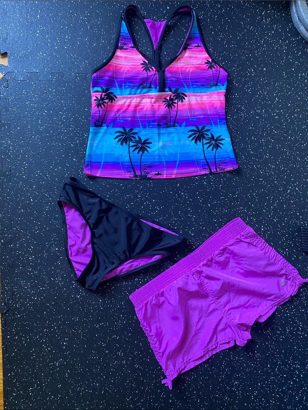 Gerry Weber Girls' Purple & Blue Palm-Print Tankini Set